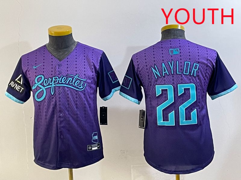 Youth 2025 Arizona Diamondback #22 Naylor Purple Joint Name Nike MLB Jersey style 5->youth mlb jersey->Youth Jersey